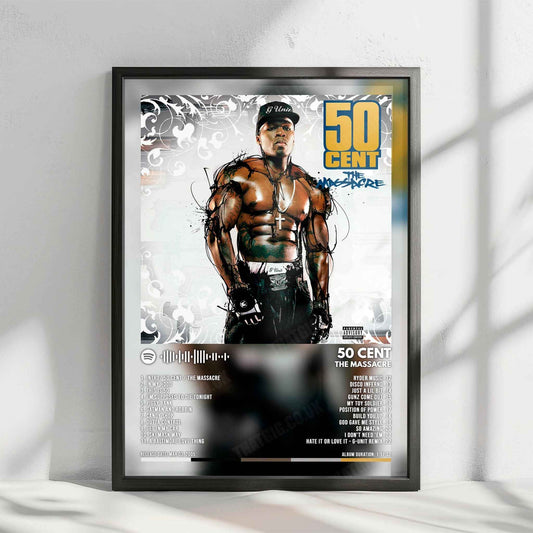 50 Cent "The Massacre" Album Cover Poster - with Complete Tracklist