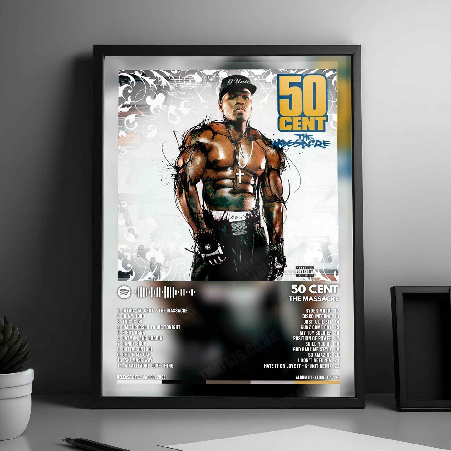 50 Cent "The Massacre" Album Cover Poster - with Complete Tracklist