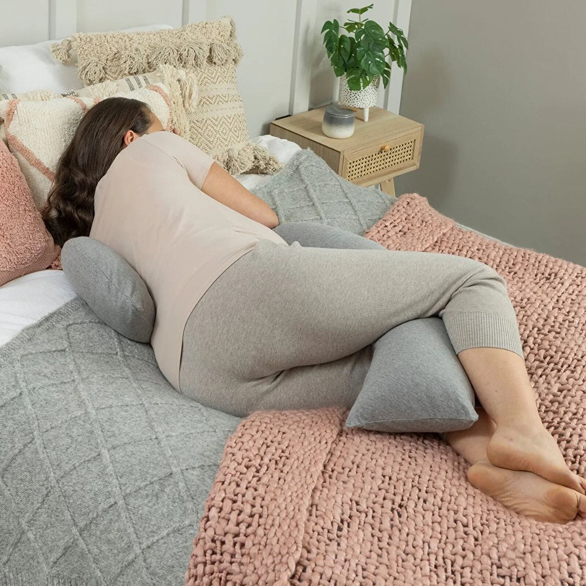 Dreamgenii Support and Feeding Pillow - Grey Marl Cotton Jersey