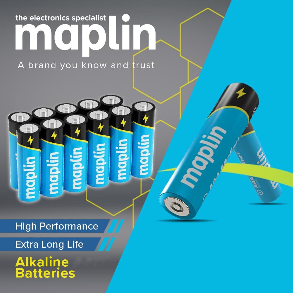Maplin 80x AAA LR03 7 Year Shelf Life 1.5V High Performance Alkaline Batteries with Universal Battery Tester