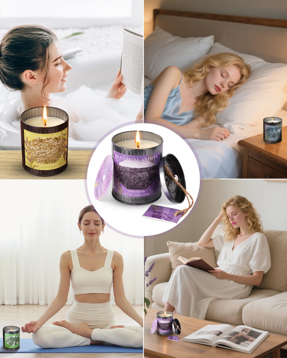 8oz Lavender Soy Candle – 50H, Gift Box | Home Scented Candles