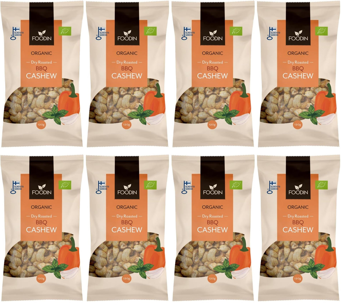8 x Foodin Org Dry Roasted Bbq Cashew - 120g