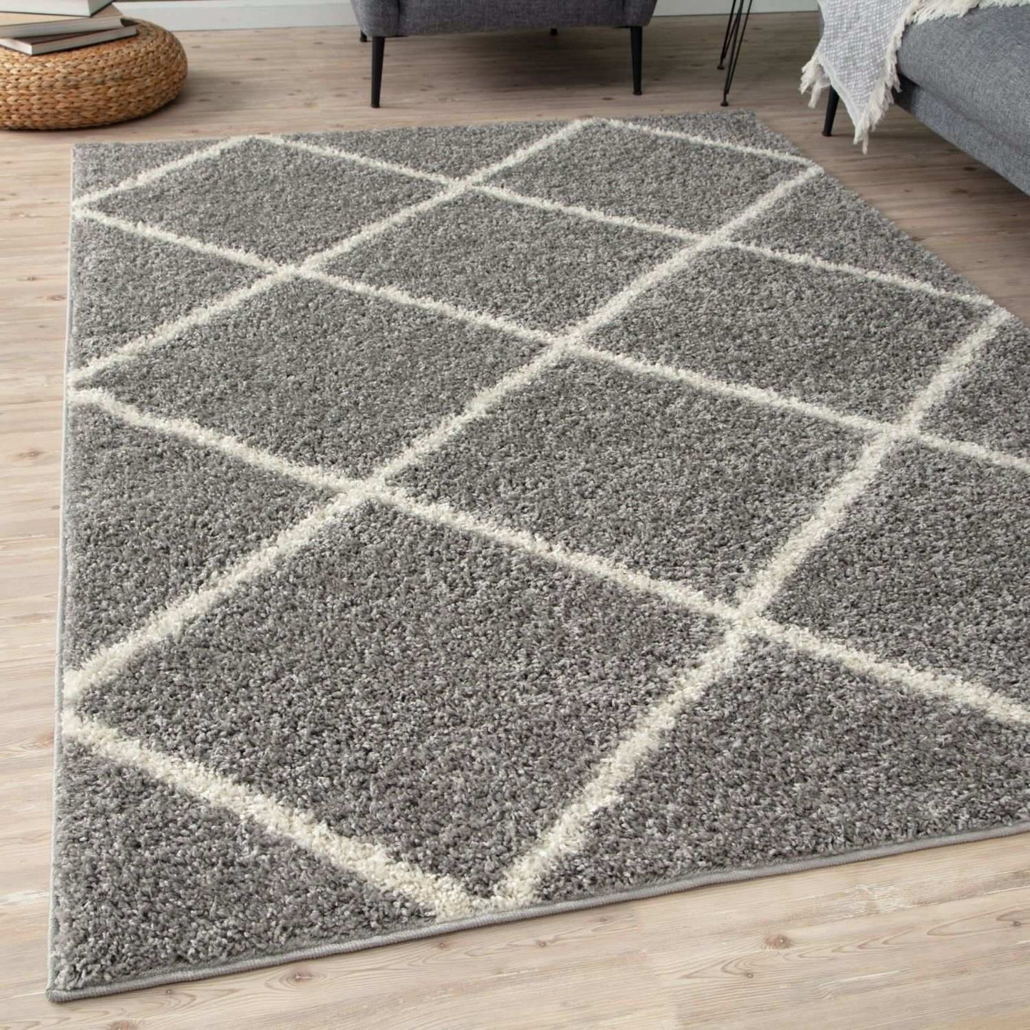 Moroccan Grey Shaggy Rug | 510