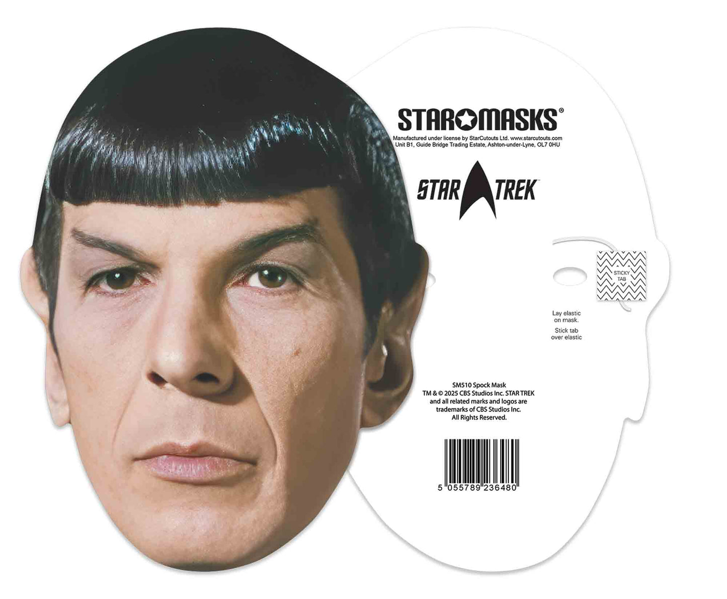 SM510 Spock Mask Leonard Nimoy Star Trek  - Includes Tabs and Elastic