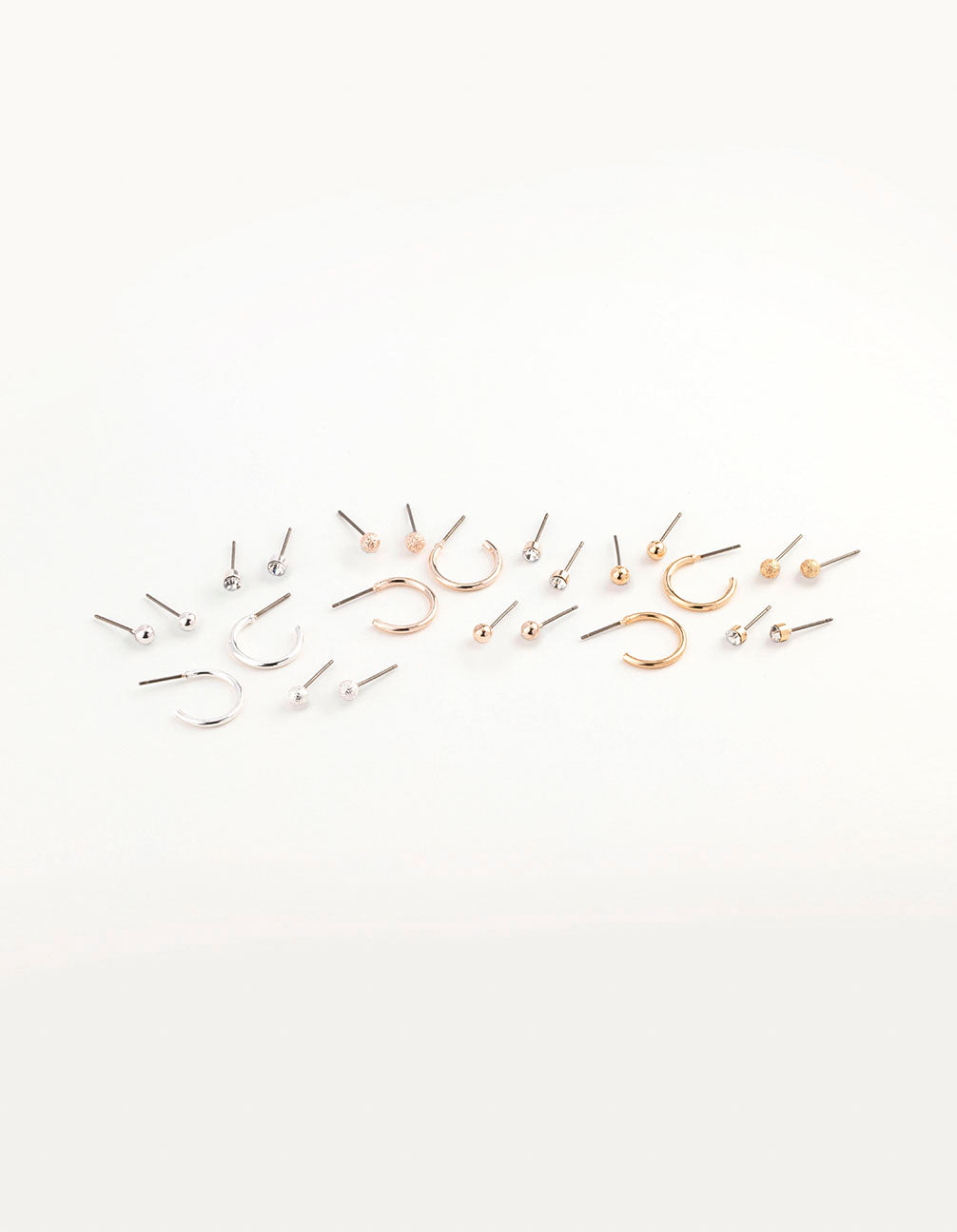 Mixed Metal Sandblast Stud & Hoop Earring 12-Pack