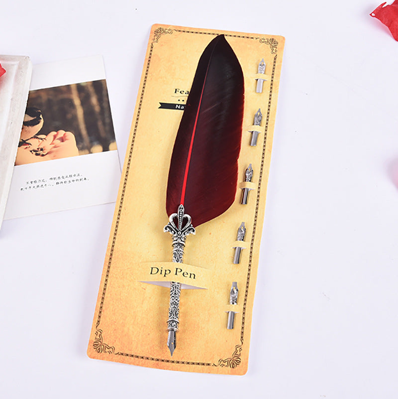 Creative Retro Turkey Feather Pen Teacher's Day Gift