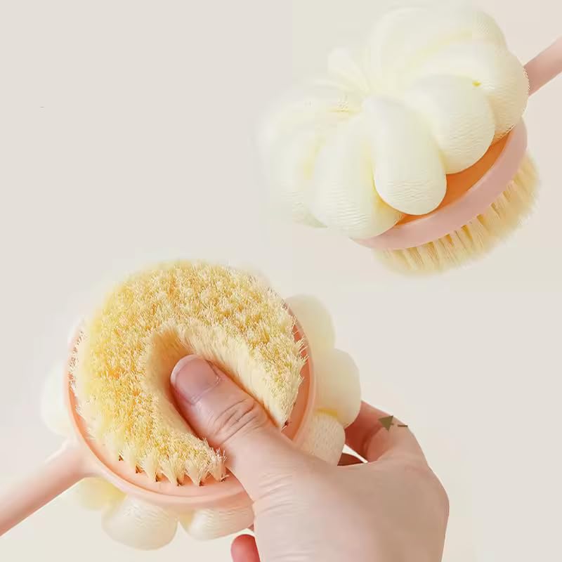 ZUPTIX Shower Brush with Loofah and Bristles for Exfoliating and Massage