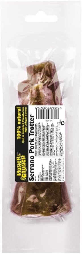 Munch & Crunch Dog Treat Serrano Pork Trotter Meaty Bone 300g, best before 02/27