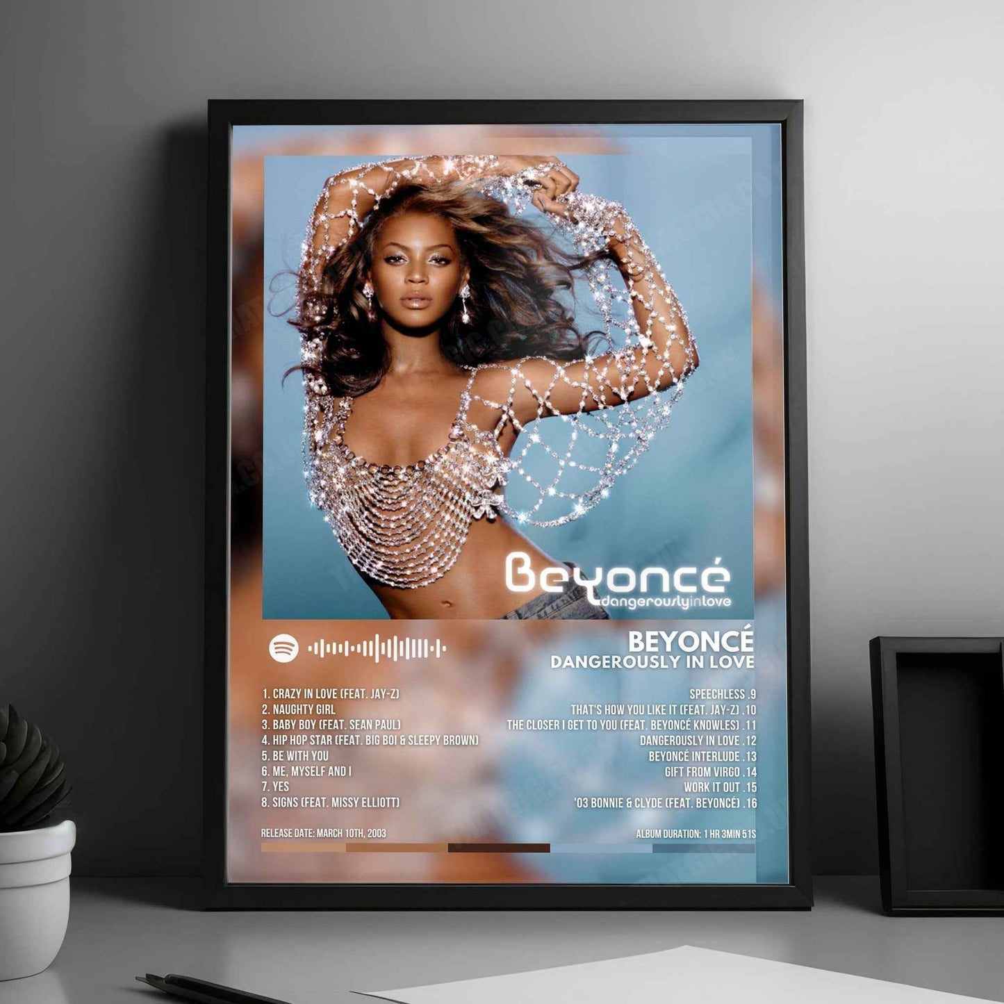 Beyoncé "Dangerously In Love" Album Cover Poster - with Complete Tracklist