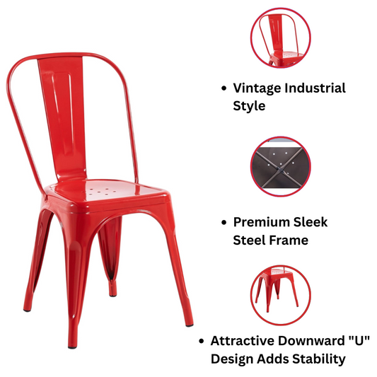 85CM RED METAL DINING CHAIR