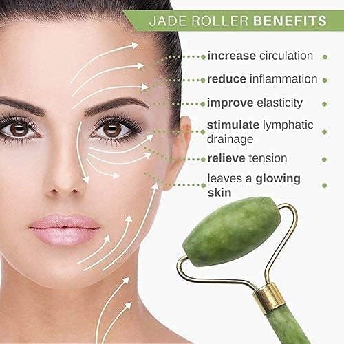 Jade Roller & Gua Sha Set for Wrinkles & Dark Circles Reduction