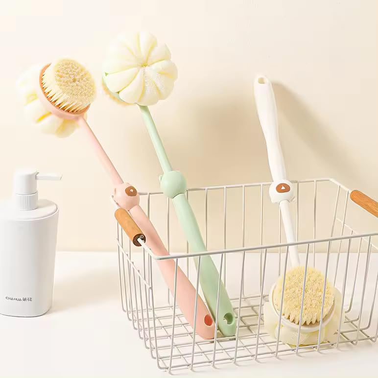 ZUPTIX Shower Brush with Loofah and Bristles for Exfoliating and Massage