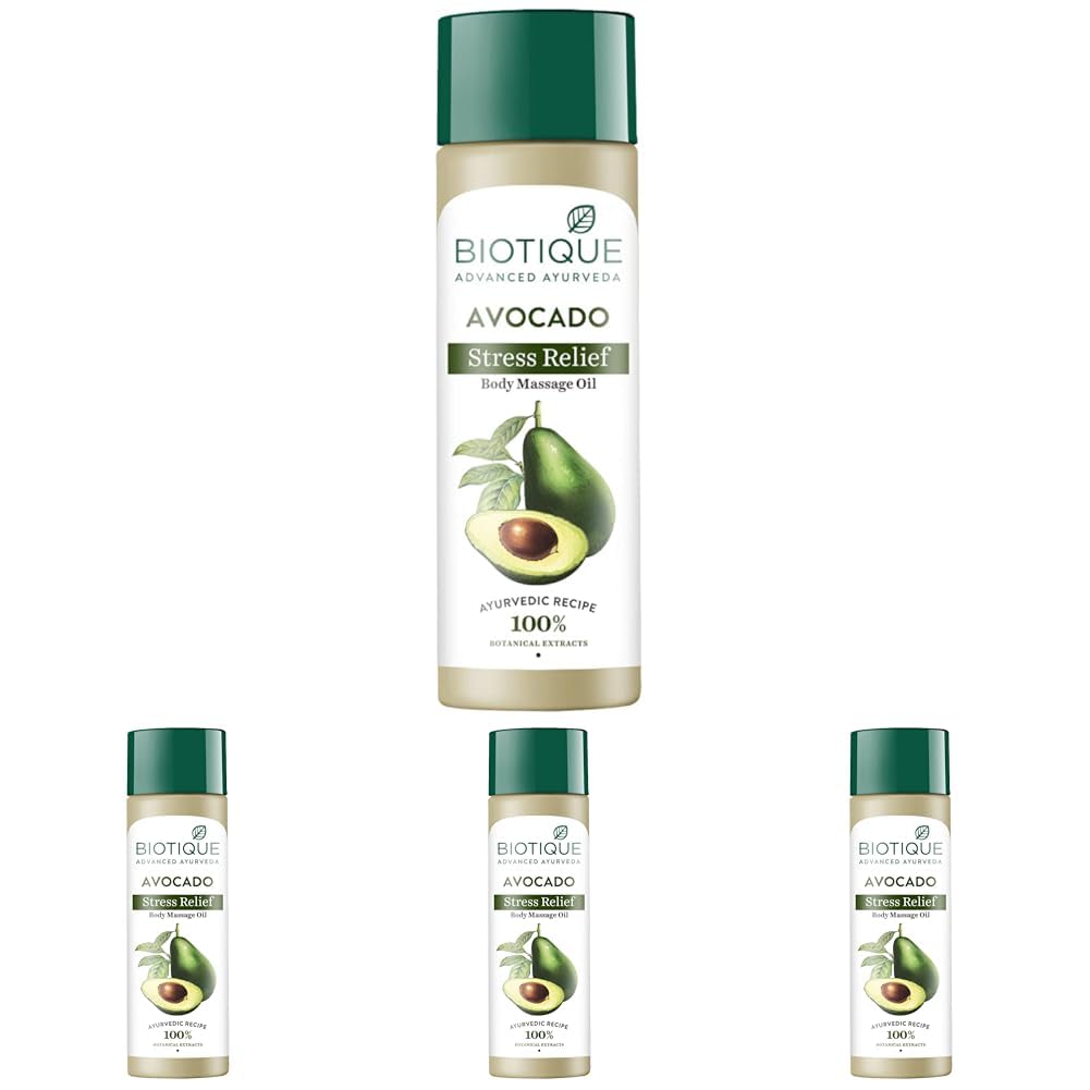 Biotique Avocado Stress Relief Massage Oil 200ml Hydrates Dry Skin