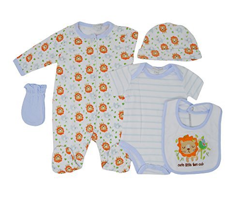 5 Piece Baby Gift Set With Embroidery and Applique - 0/3 Months