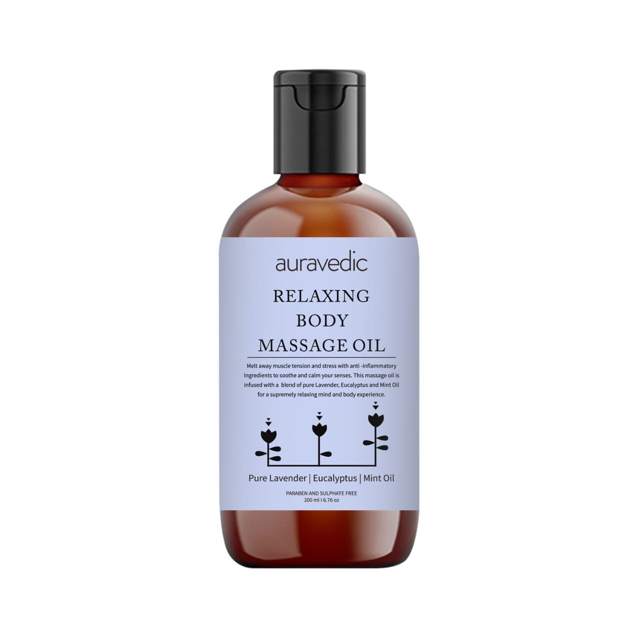 Lavender Eucalyptus Mint Body Oil 200ml - Relaxing Massage & Moisturizer