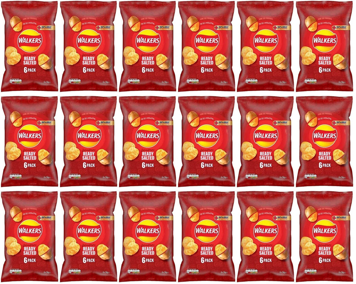 18 x Walkers Ready Salted 6 Pack - 6X25GM