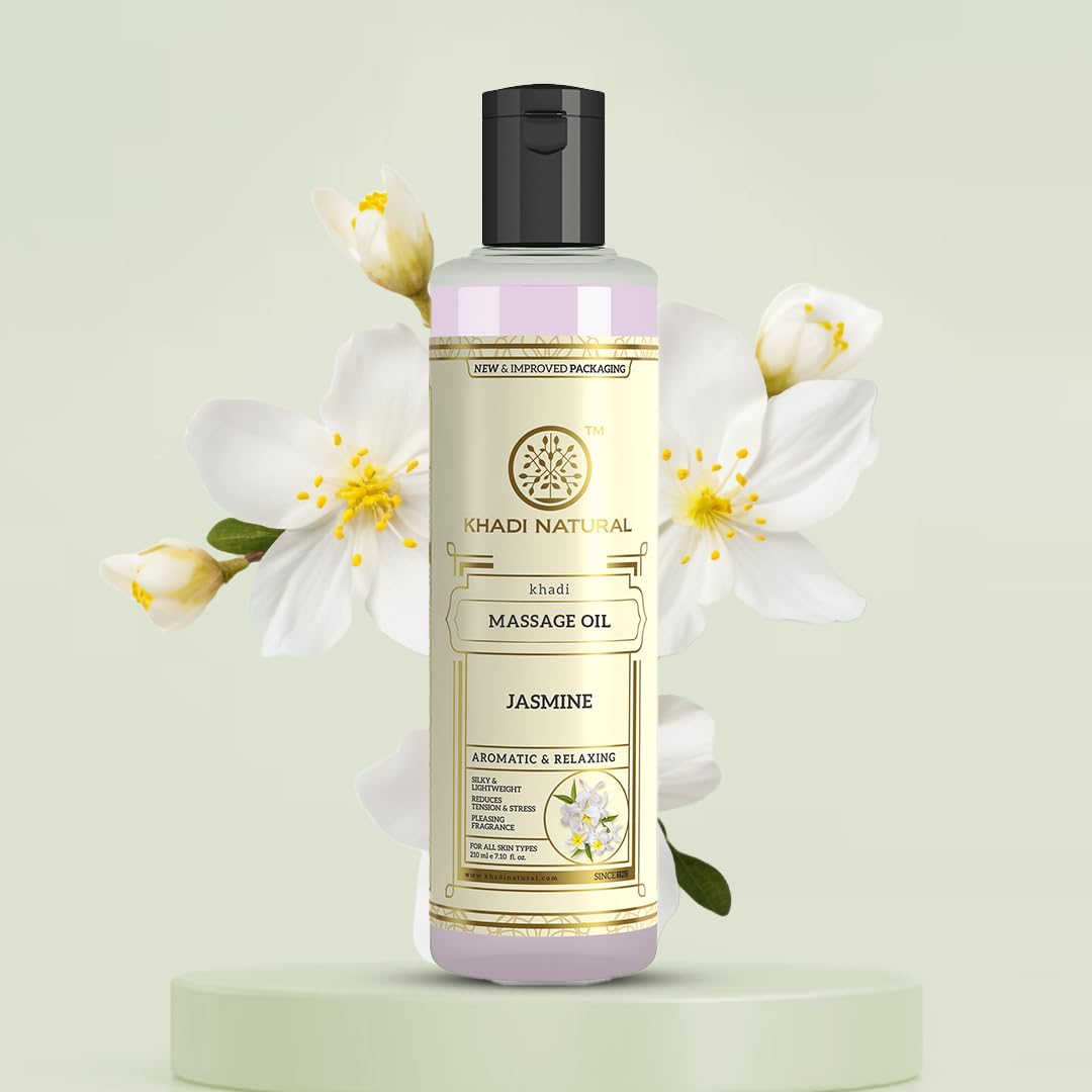 Khadi Natural Jasmine Massage Oil 210ml Stress Relief Aromatherapy