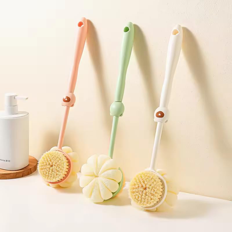ZUPTIX Shower Brush with Loofah and Bristles for Exfoliating and Massage
