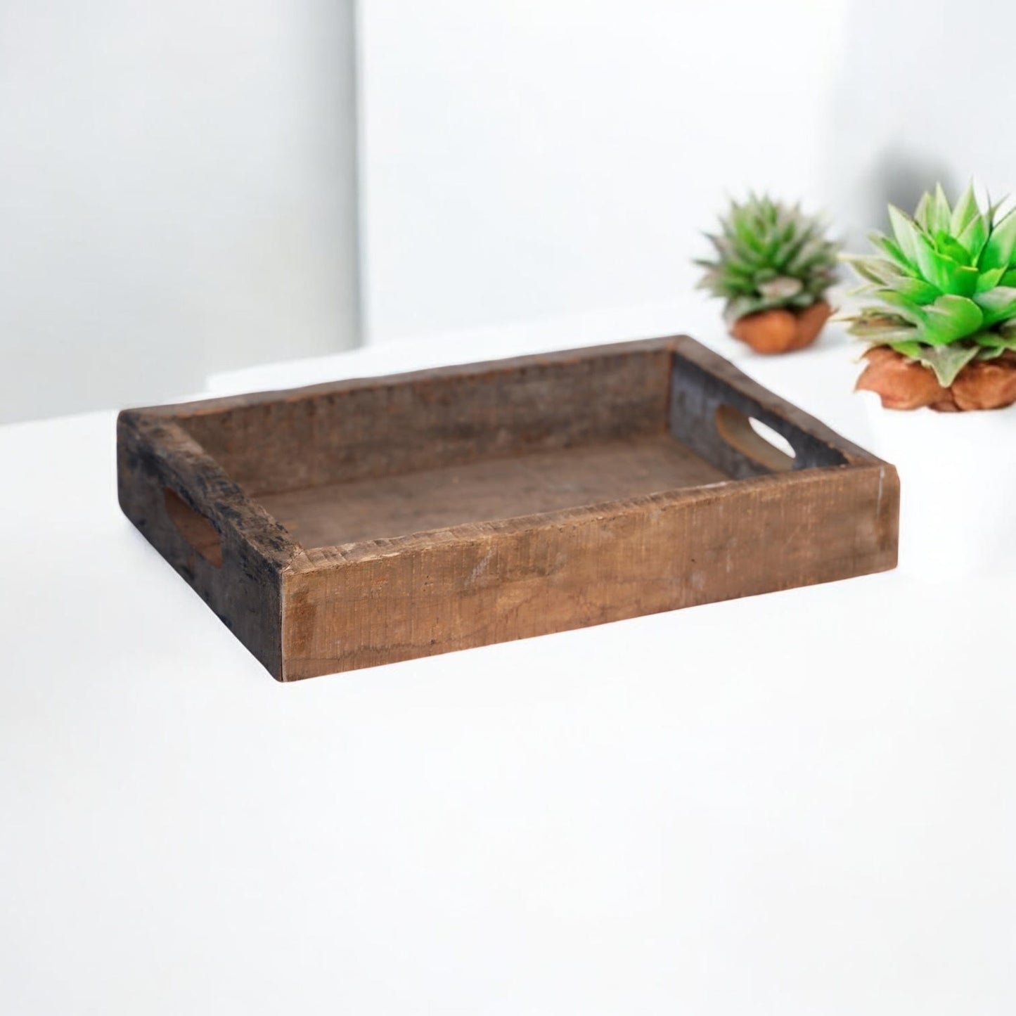 40CM RECLAIMED SQUARE WOODEN TRAY