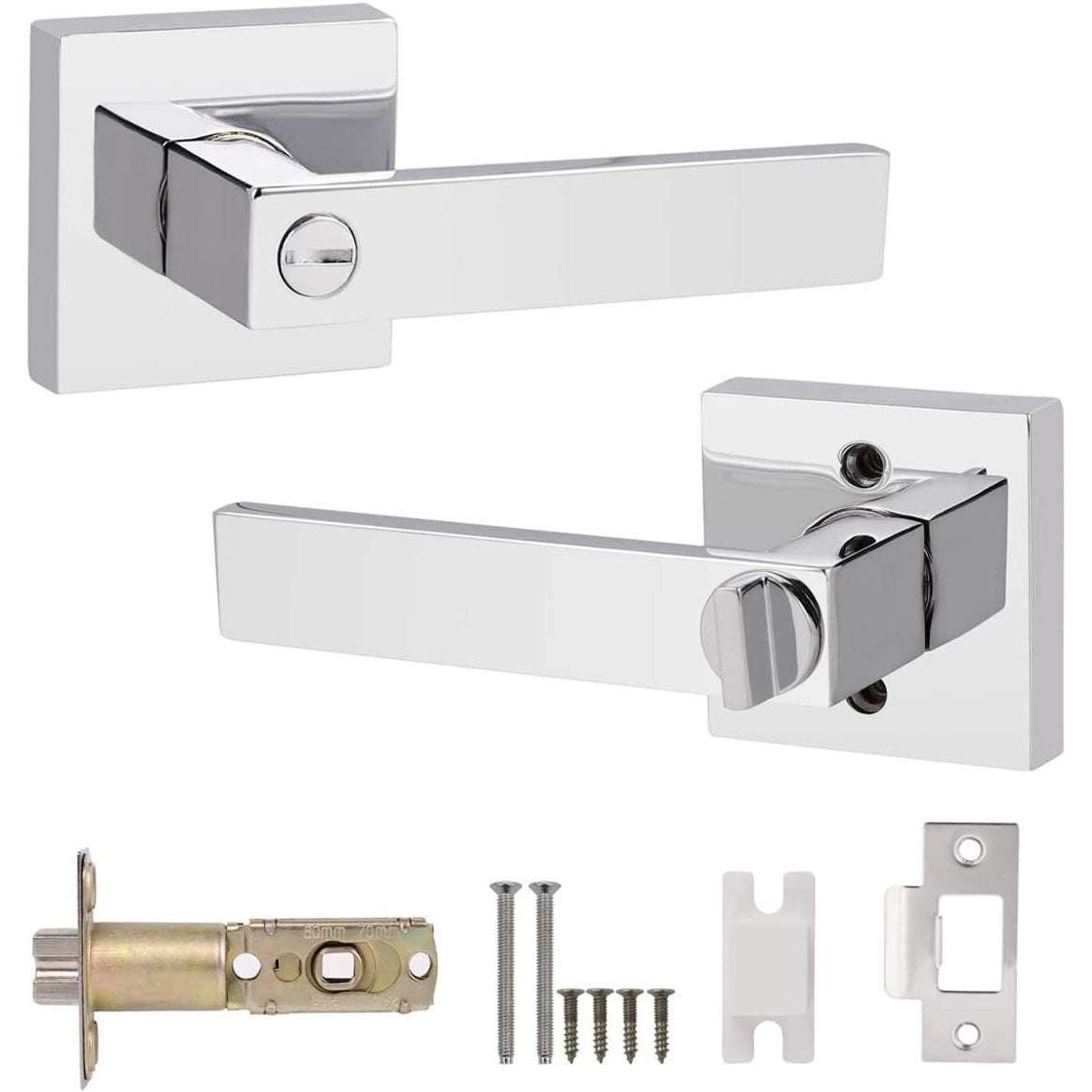 Interior Privacy Door Lever Brushed Nickel Square Handle Bathroom Bedroom Probrico