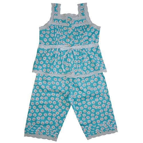 Powell Craft Girls 100% Cotton Daisy Pyjamas.blue