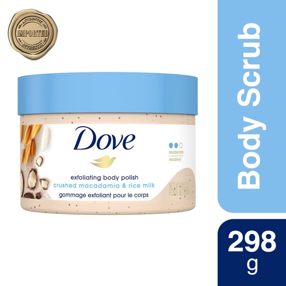 Dove Exfoliating Body Polish Macadamia Rice Milk 298g Sulfate-Free Scrub