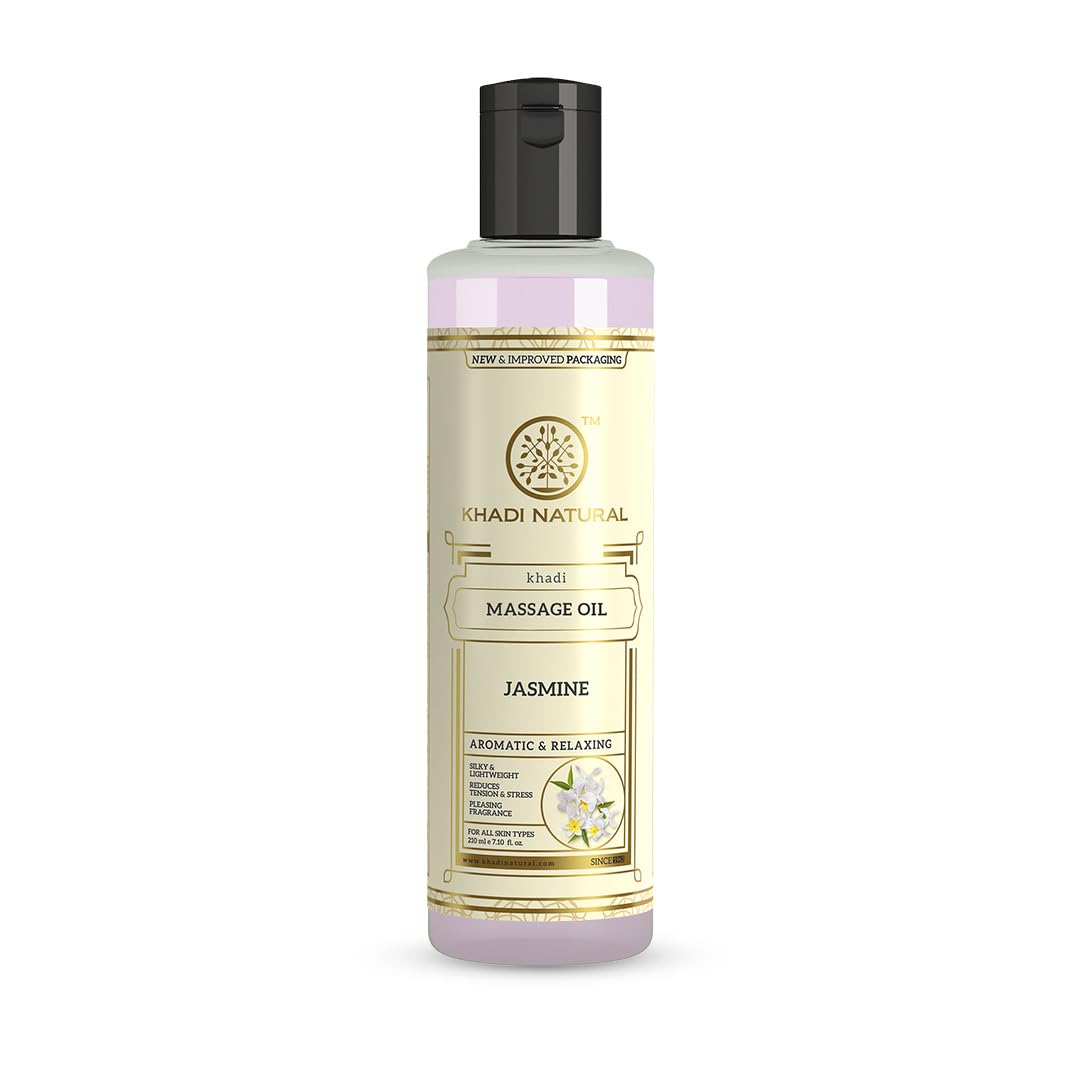 Khadi Natural Jasmine Massage Oil 210ml Stress Relief Aromatherapy