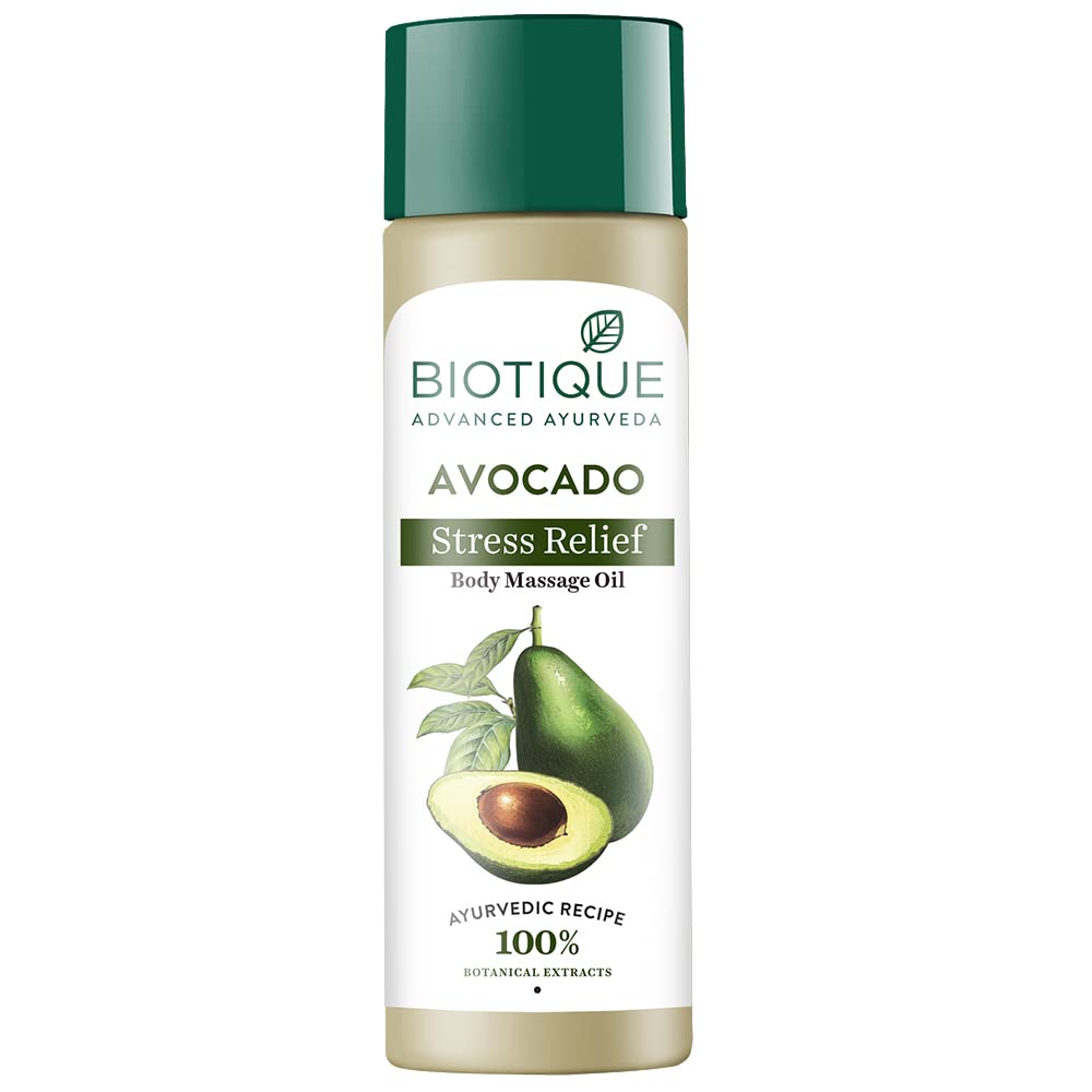 Biotique Avocado Stress Relief Massage Oil 200ml Hydrates Dry Skin