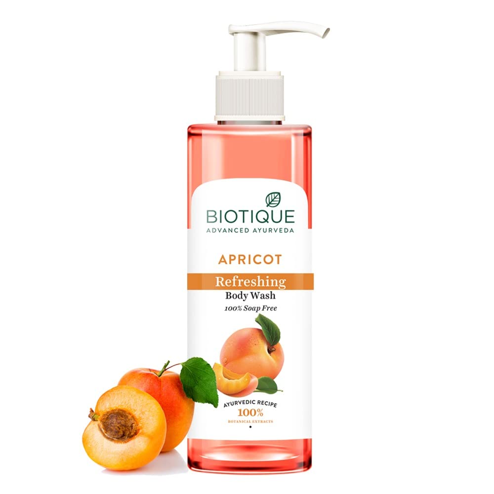 Biotique Apricot Body Wash 190ml - Refreshes, Brightens, All Skin Types