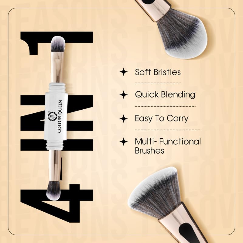 Colors Queen 4-in-1 Makeup Brush Set with Soft Bristles for Women