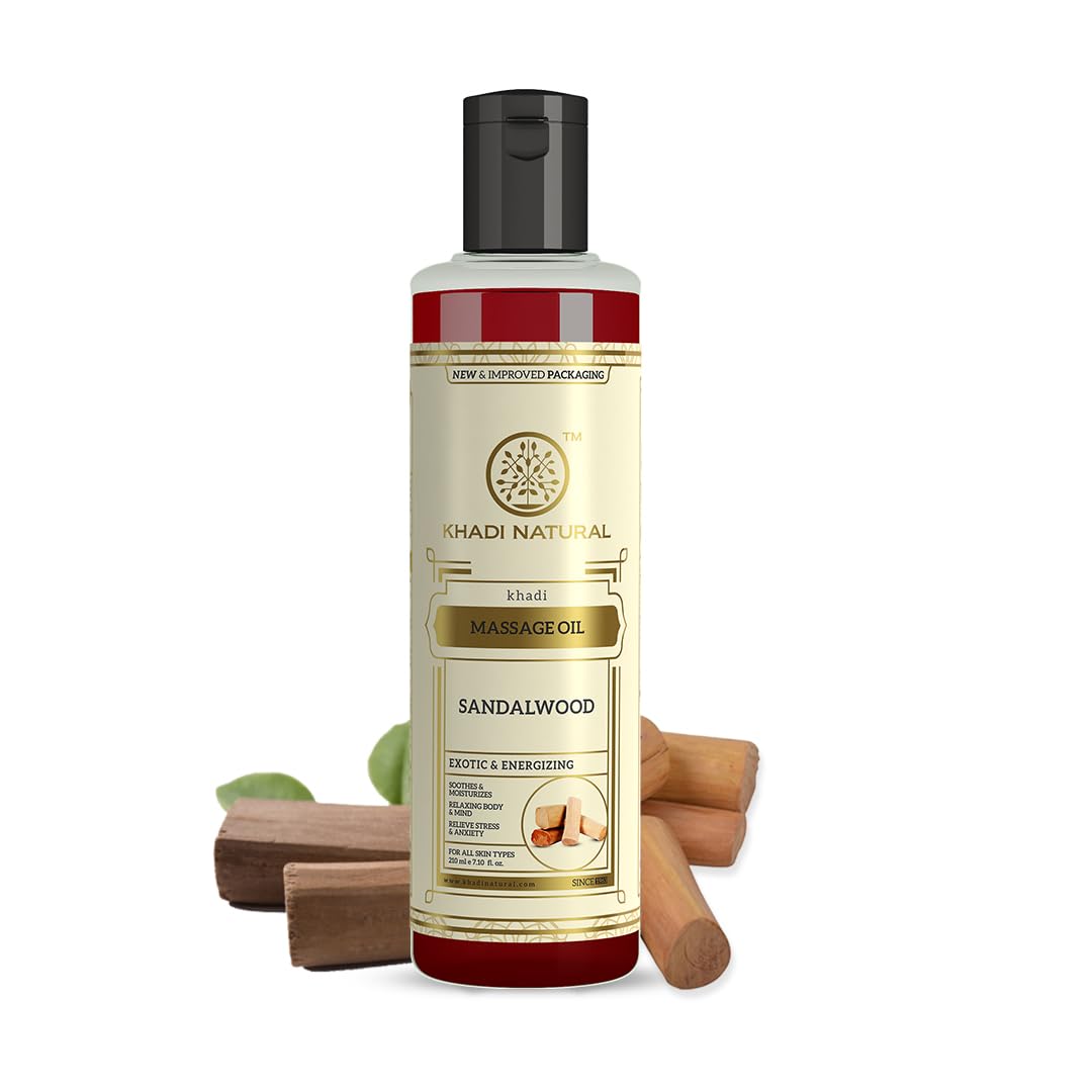Khadi Sandalwood Massage Oil 210ml Stress Relief for All Skin Types