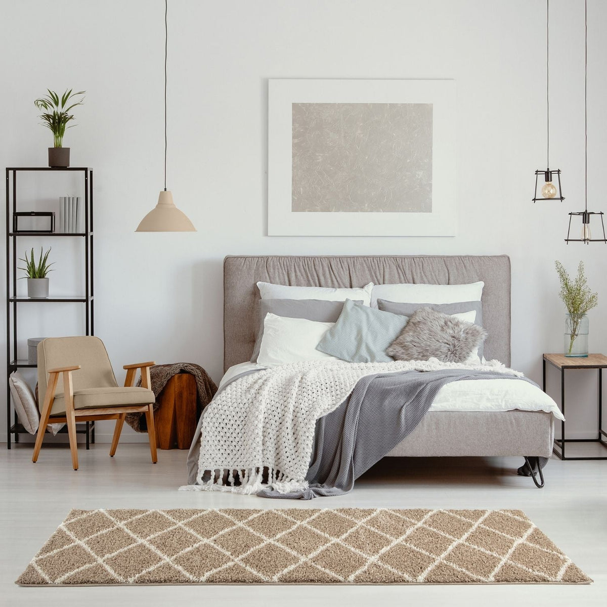 Moroccan Beige Shaggy Rug | 520