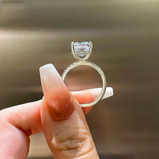 925 Silver Inlay Women's 3CT Rhinestone Ring