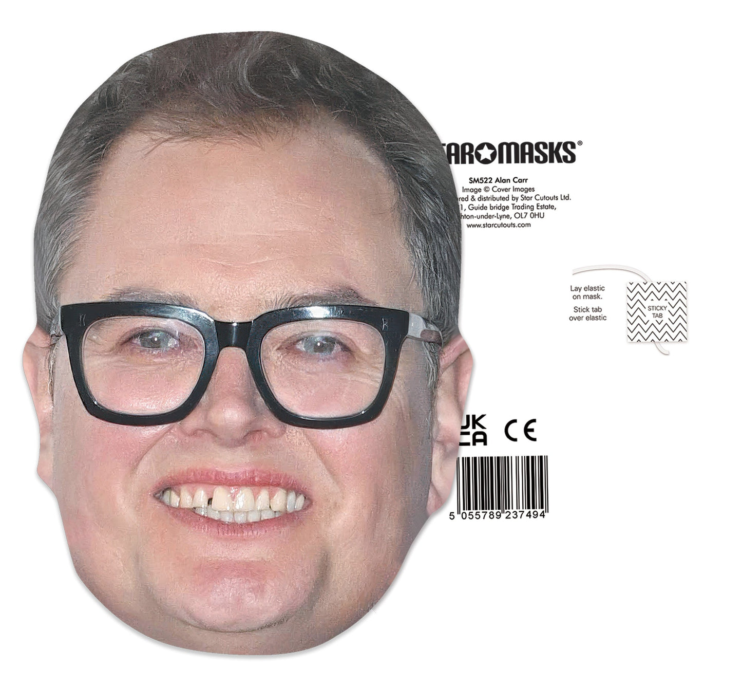 CM261 Alan Carr Single Cardboard  Mask  - Includes Tabs and Elastic