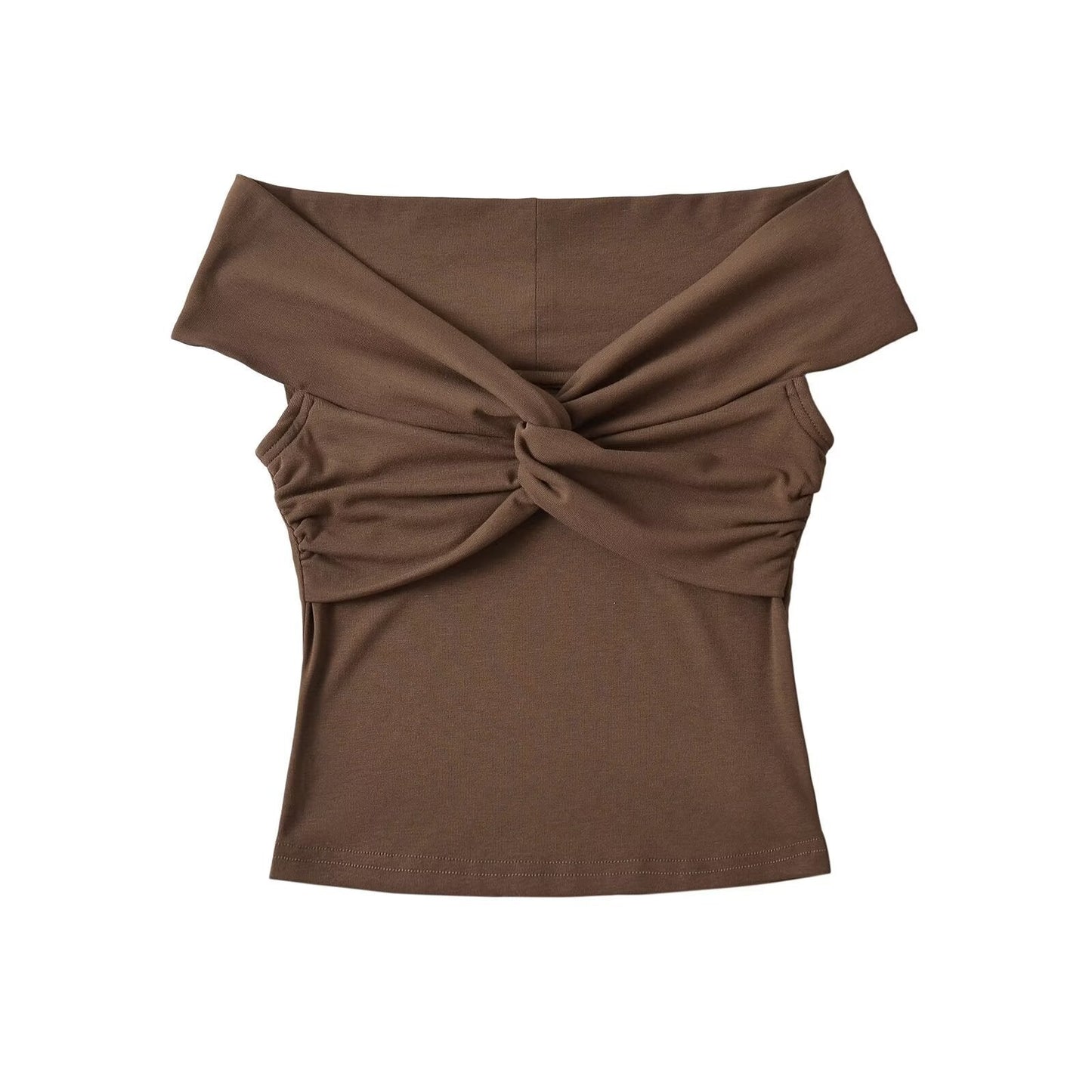 Pleated Twisted And Layered Short-sleeve T-shirt