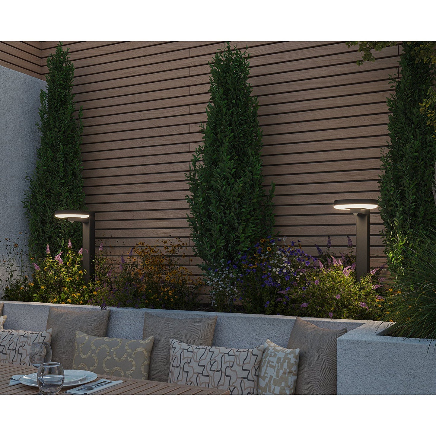 4lite Arundel Solar IP44 Die-Cast Aluminium LED Garden Bollard Light with Built in PIR Motion Sensor