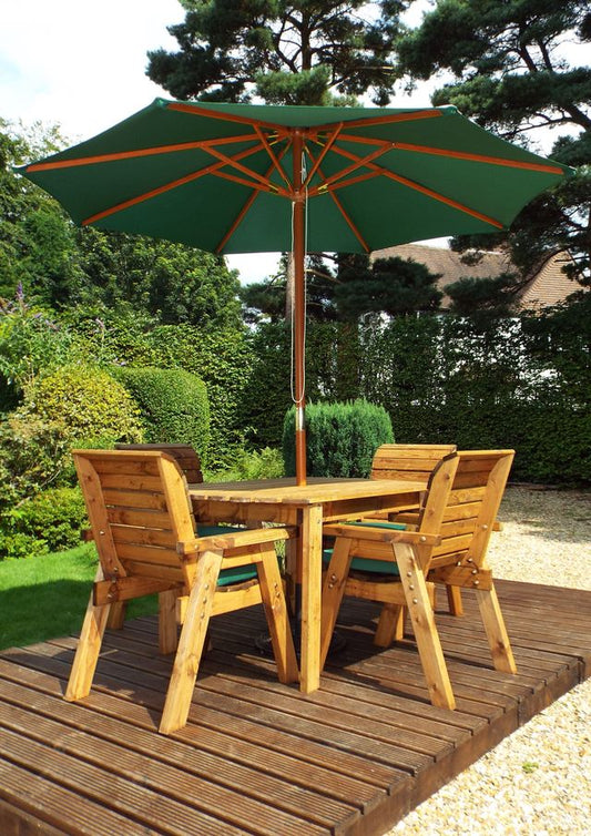 Charles Taylor Trading Four Seater Rect Table Set With Green Cushion Brown