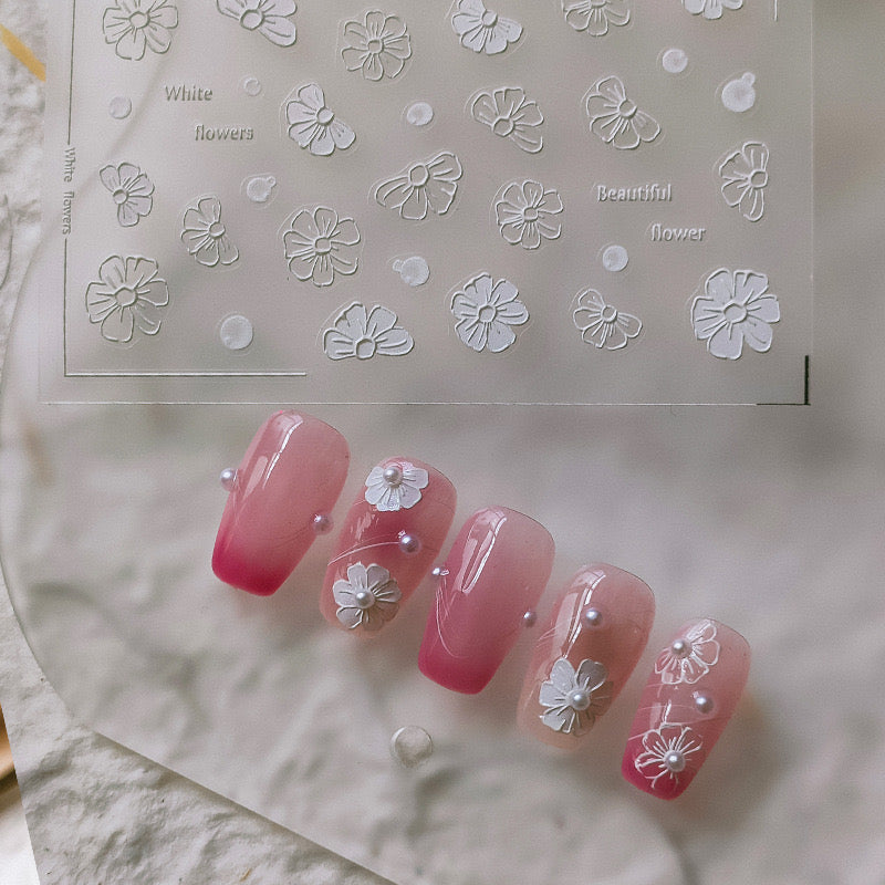 Hello Claws | Nail Deco White Flower Sticker