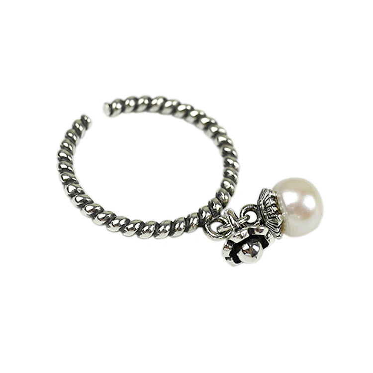 Natural Pearl Flower Twisted Adjustable Ring - Silver Pearl Rings for women - Perfect Pearl Rings with Gift Wrapping Included