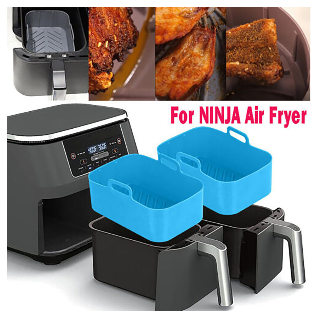 2PCS Square Silicone Pot For NINJA Air Fryer Kitchen BBQ Plate Heating Baking UK