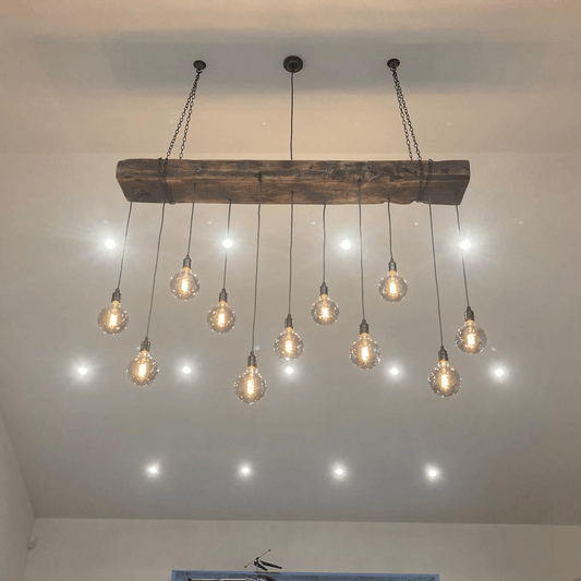 Chunky Wooden Beam Chandelier XXL Long Drop