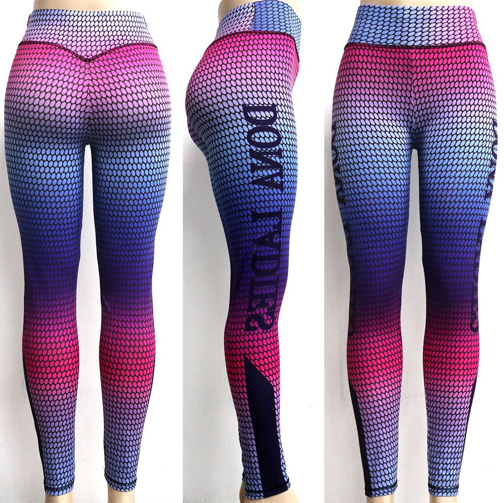 3D printed professional yoga pants for women with elastic training bottoms, high waisted fitness pants, slimming and lifting buttocks