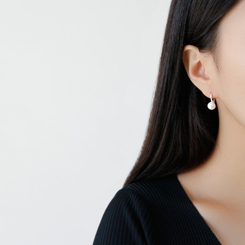 Women Round Natural Pearl Dangling Earrings - Palladium-Plated Silver Pearl Earrings for women - Perfect Pearl Earrings with Gift Wrapping Included