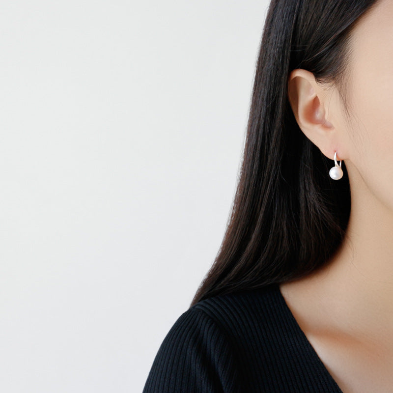 Women Round Natural Pearl Dangling Earrings - Palladium-Plated Silver Pearl Earrings for women - Perfect Pearl Earrings with Gift Wrapping Included