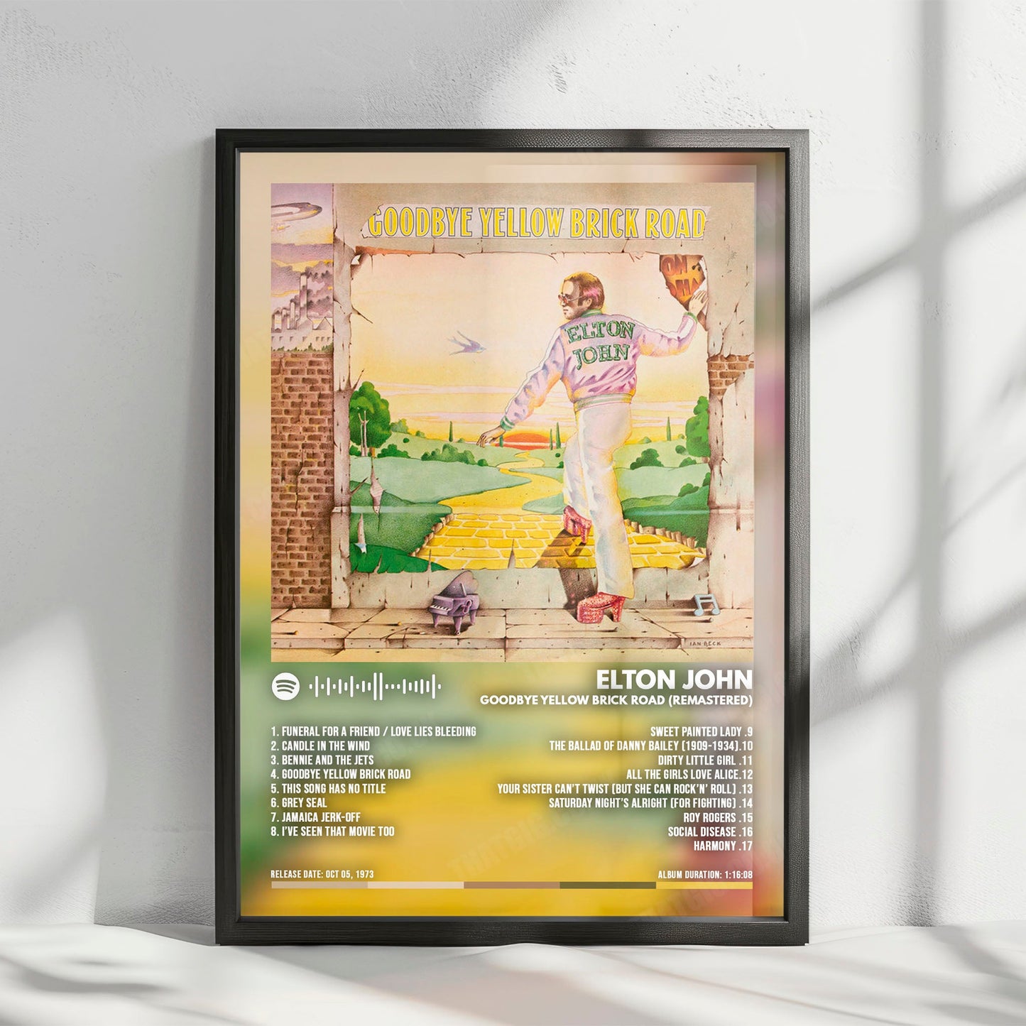 Elton John "Goodbye Yellow Brick Road  " Album Cover Poster - with Complete Tracklist
