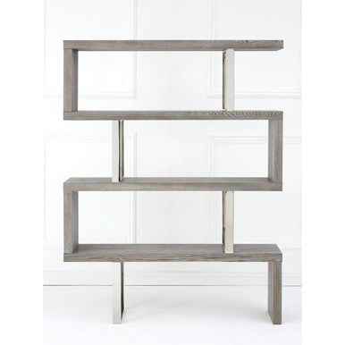 Ulmus Grey Elm Wood 4 Tier Bookshelf