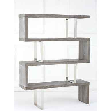Ulmus Grey Elm Wood 4 Tier Bookshelf