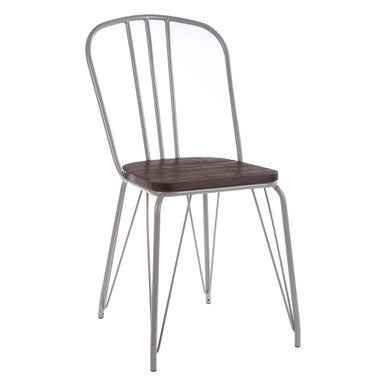 District Grey Metal Frame And Elm Wood Chair