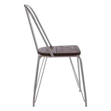 District Grey Metal Frame And Elm Wood Chair