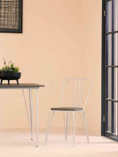 District Grey Metal Frame And Elm Wood Chair